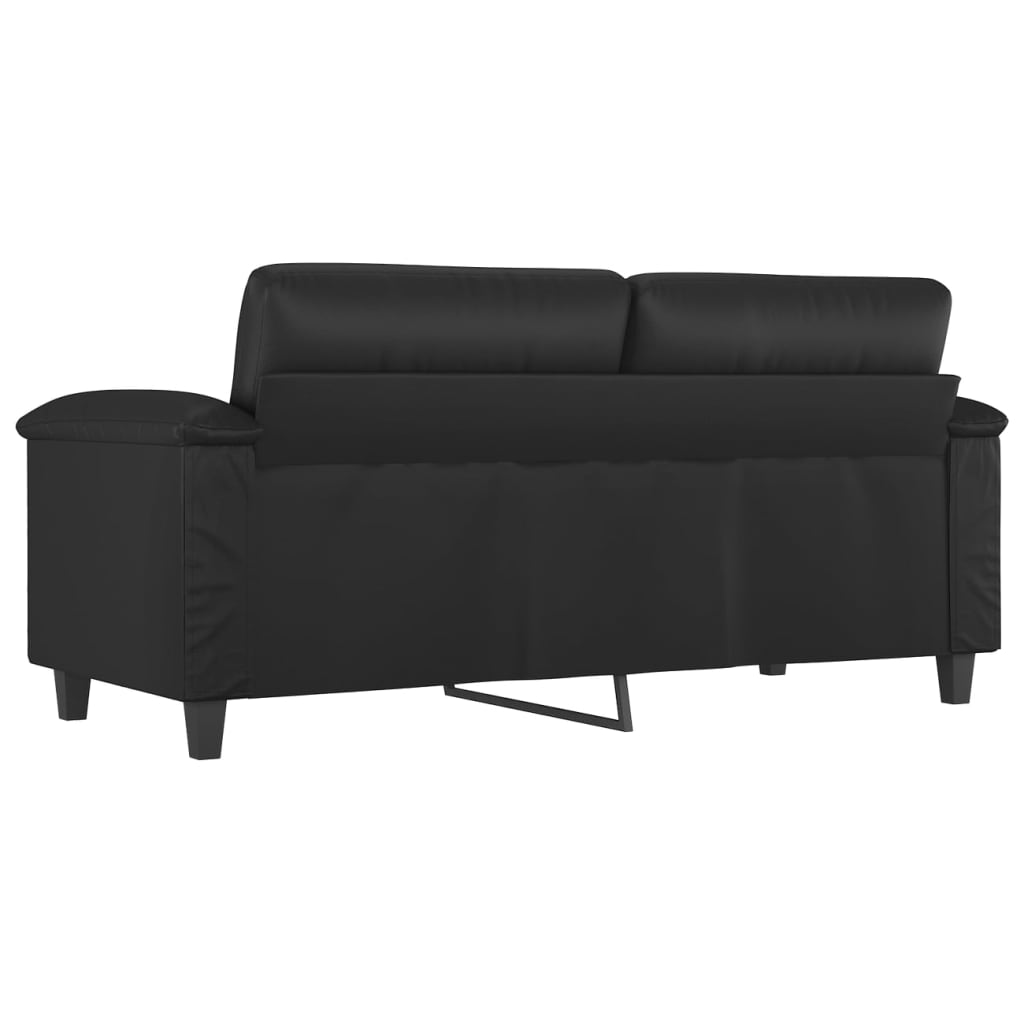 2-seater sofa, black, 140 cm, ecological leather