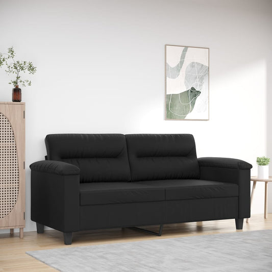 2-seater sofa, black, 140 cm, ecological leather