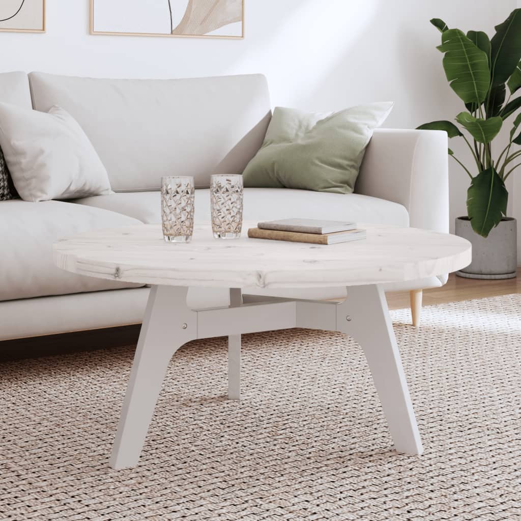 Round table top, white, Ø90x3 cm, solid pine wood