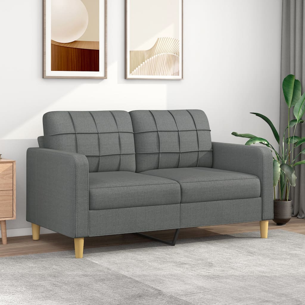 Canapea cu 2 locuri, gri închis, 140 cm, material textil