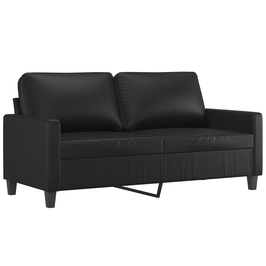 2-seater sofa, black, 140 cm, ecological leather