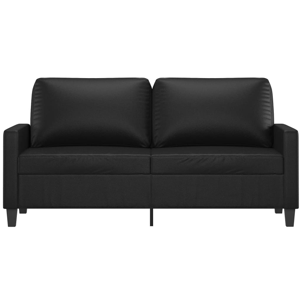 2-seater sofa, black, 140 cm, ecological leather