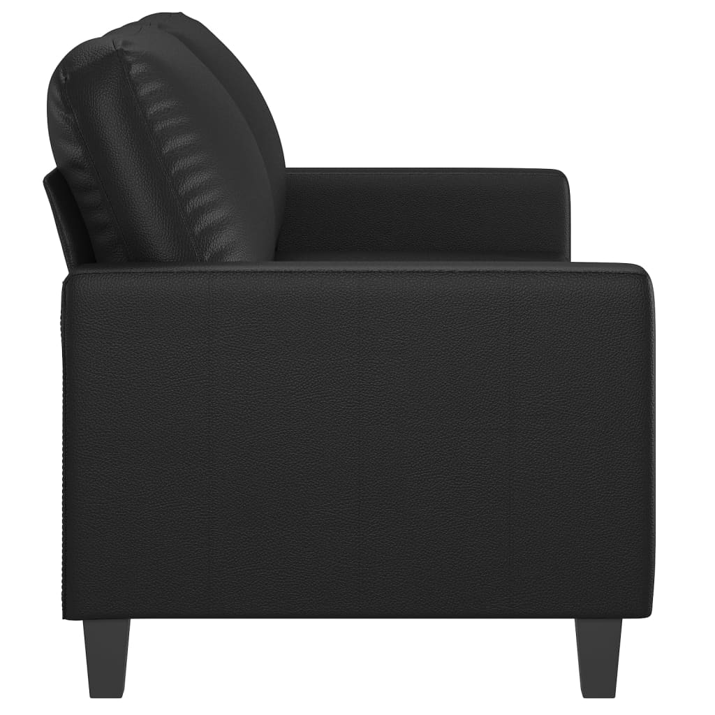 2-seater sofa, black, 140 cm, ecological leather