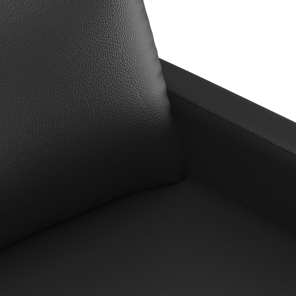 2-seater sofa, black, 140 cm, ecological leather