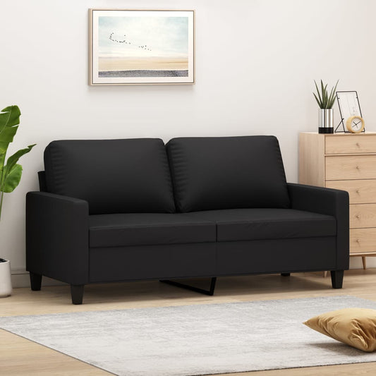 2-seater sofa, black, 140 cm, ecological leather
