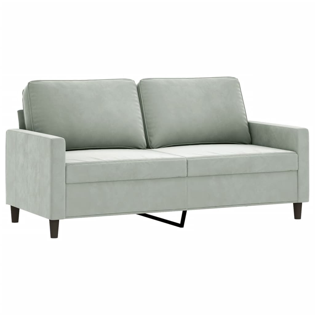 2-seater sofa, light grey, 140 cm, velvet