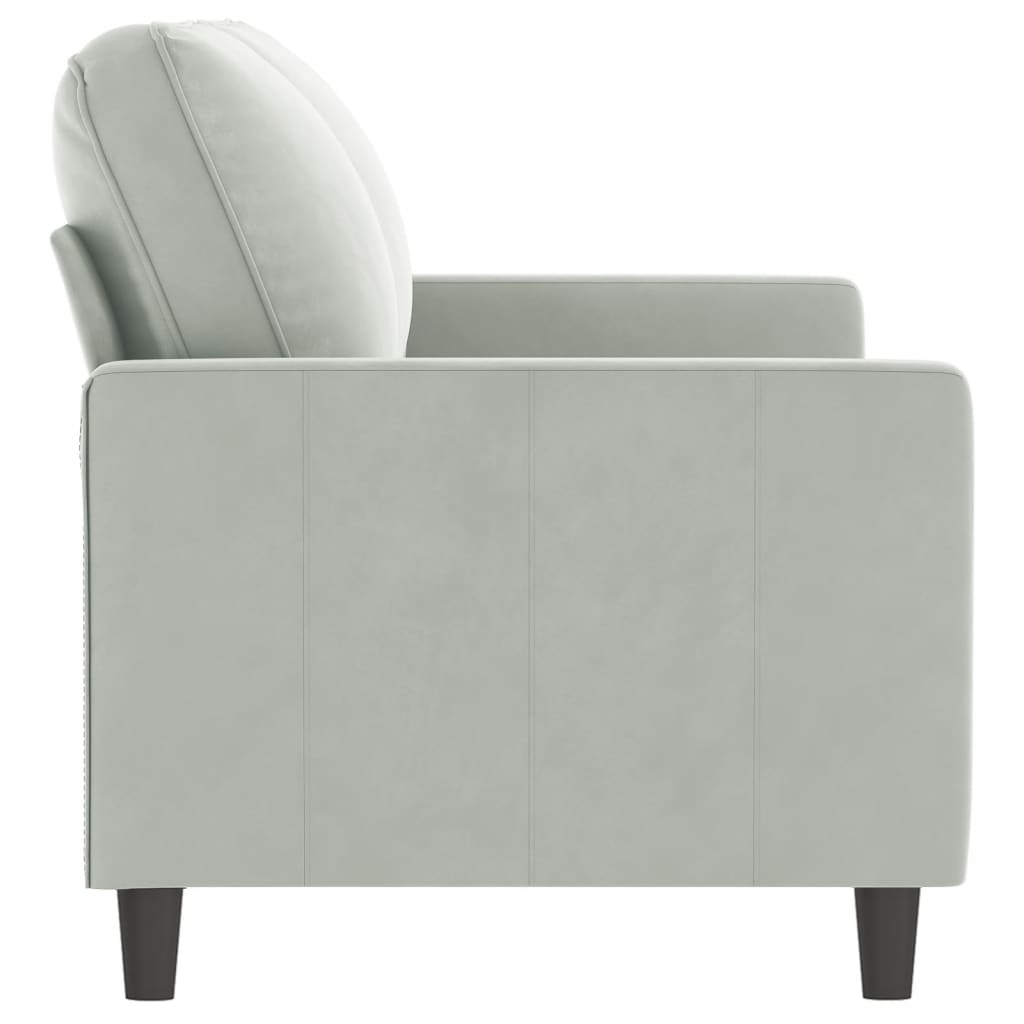 2-seater sofa, light grey, 140 cm, velvet