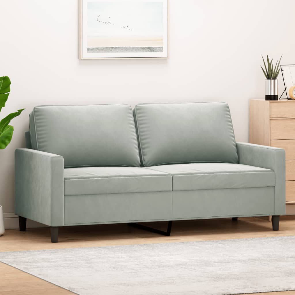 2-seater sofa, light grey, 140 cm, velvet