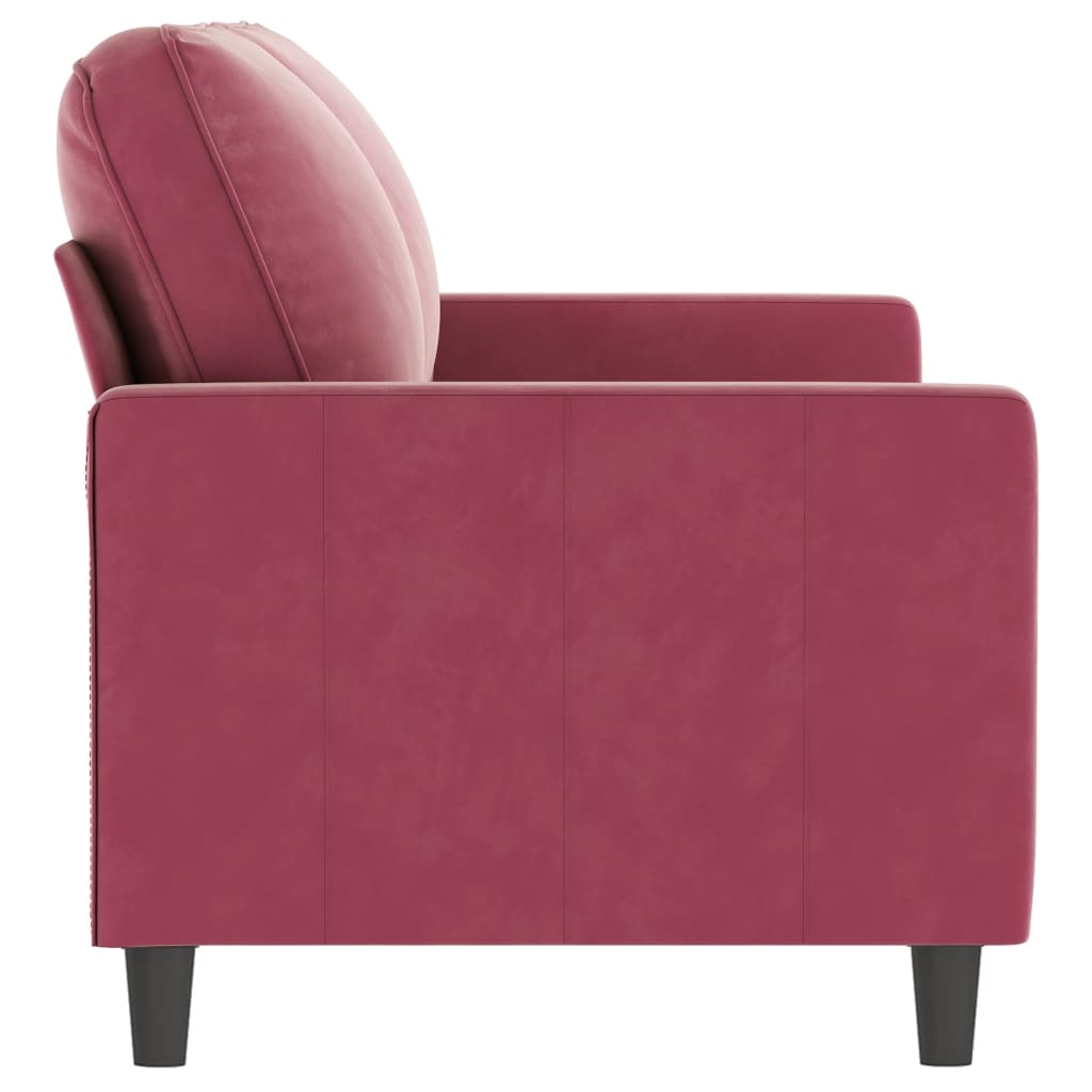 2-seater sofa, wine red, 140 cm, velvet