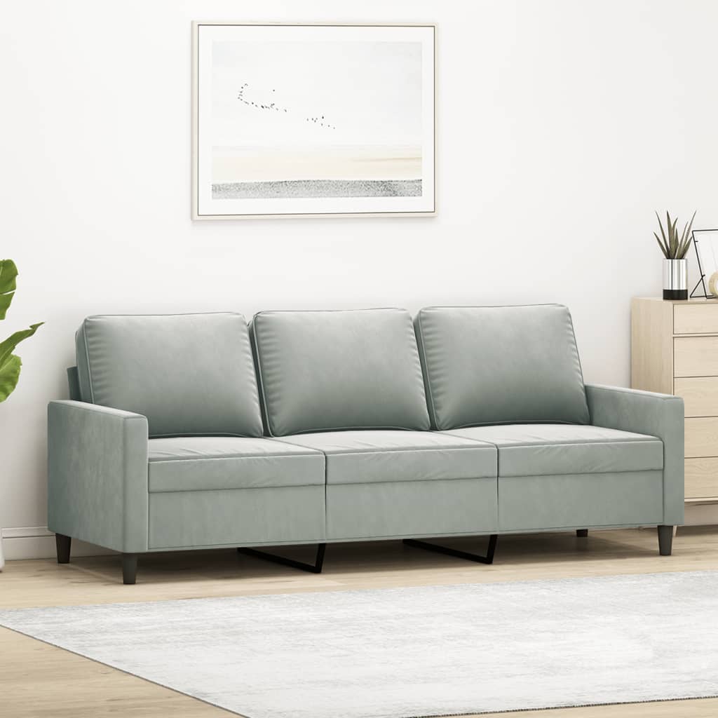 3-seater sofa, light gray, material 180CM velvet