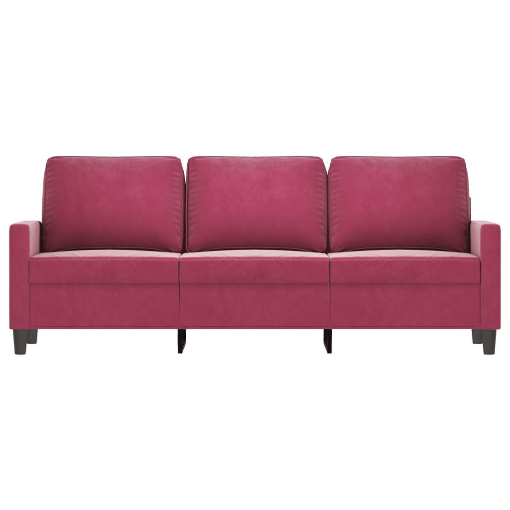 Canapea cu 3 locuri, roșu vin, 180 cm, material catifea