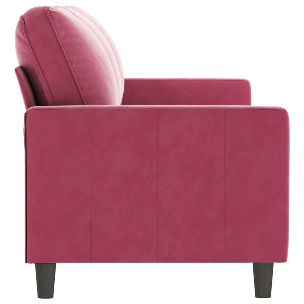 Canapea cu 3 locuri, roșu vin, 180 cm, material catifea