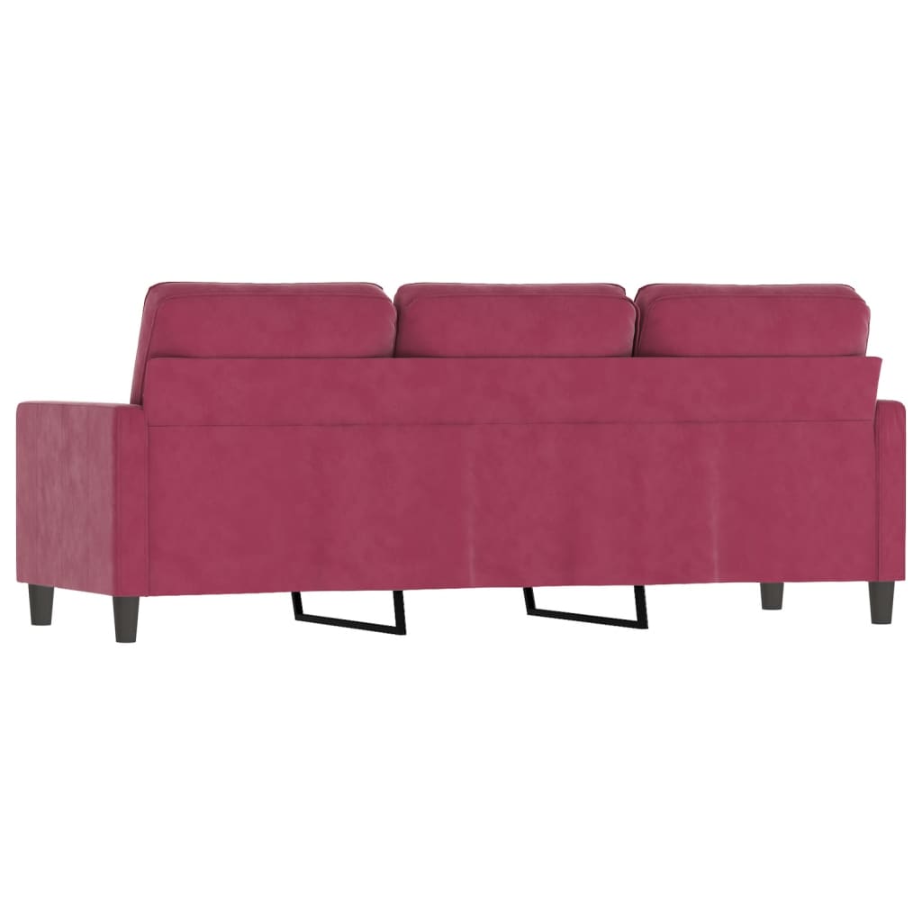 Canapea cu 3 locuri, roșu vin, 180 cm, material catifea