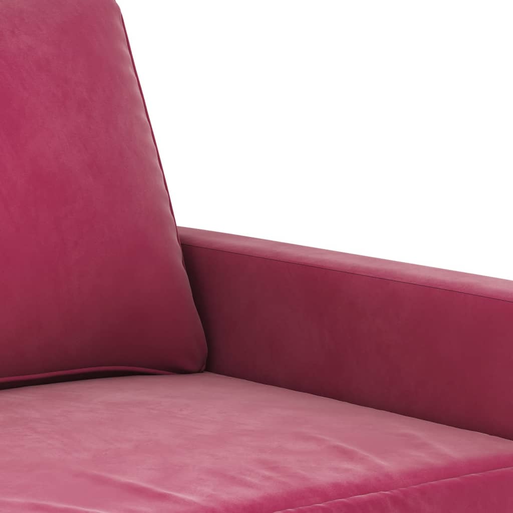 Canapea cu 3 locuri, roșu vin, 180 cm, material catifea