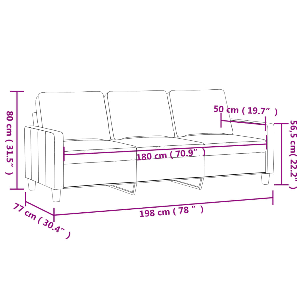 Canapea cu 3 locuri, roșu vin, 180 cm, material catifea