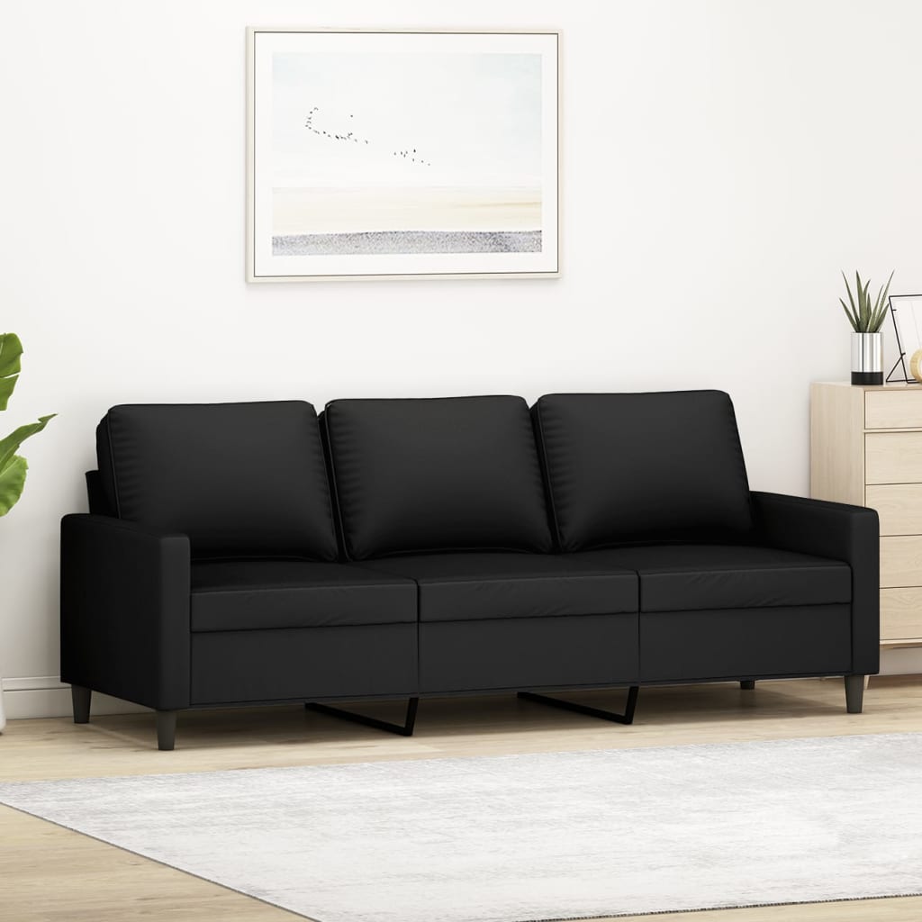 3-seater sofa, Black, 180 cm, velvet