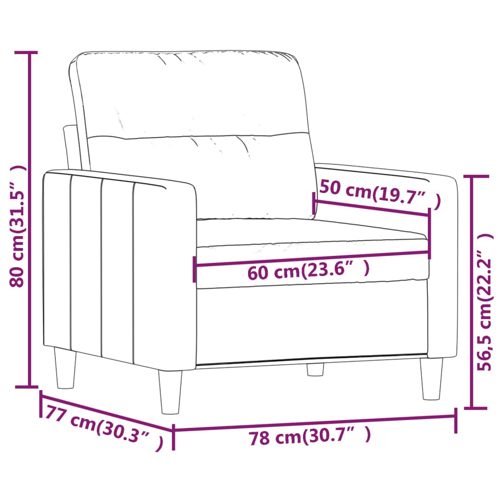 Sofa armchair, black, 60 cm, textile material