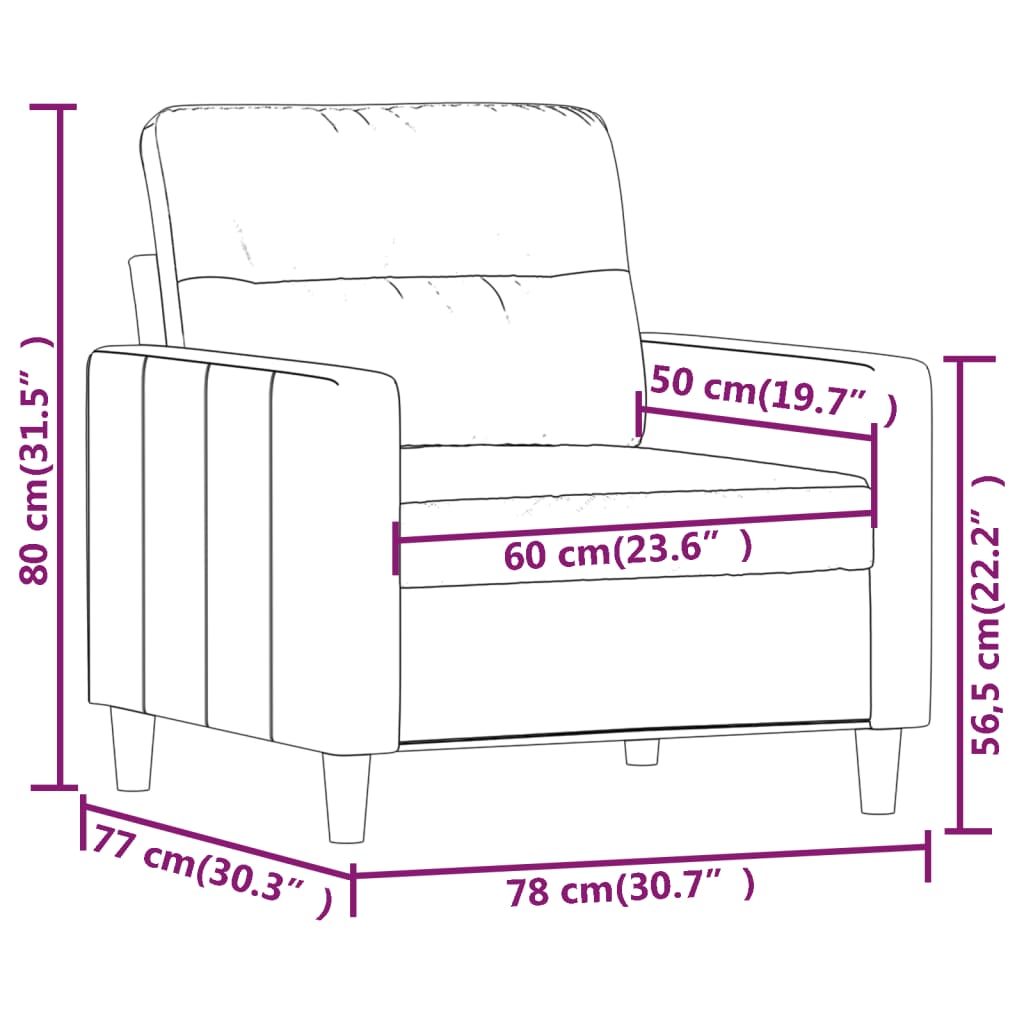Sofa armchair, wine red, 60 cm, fabric