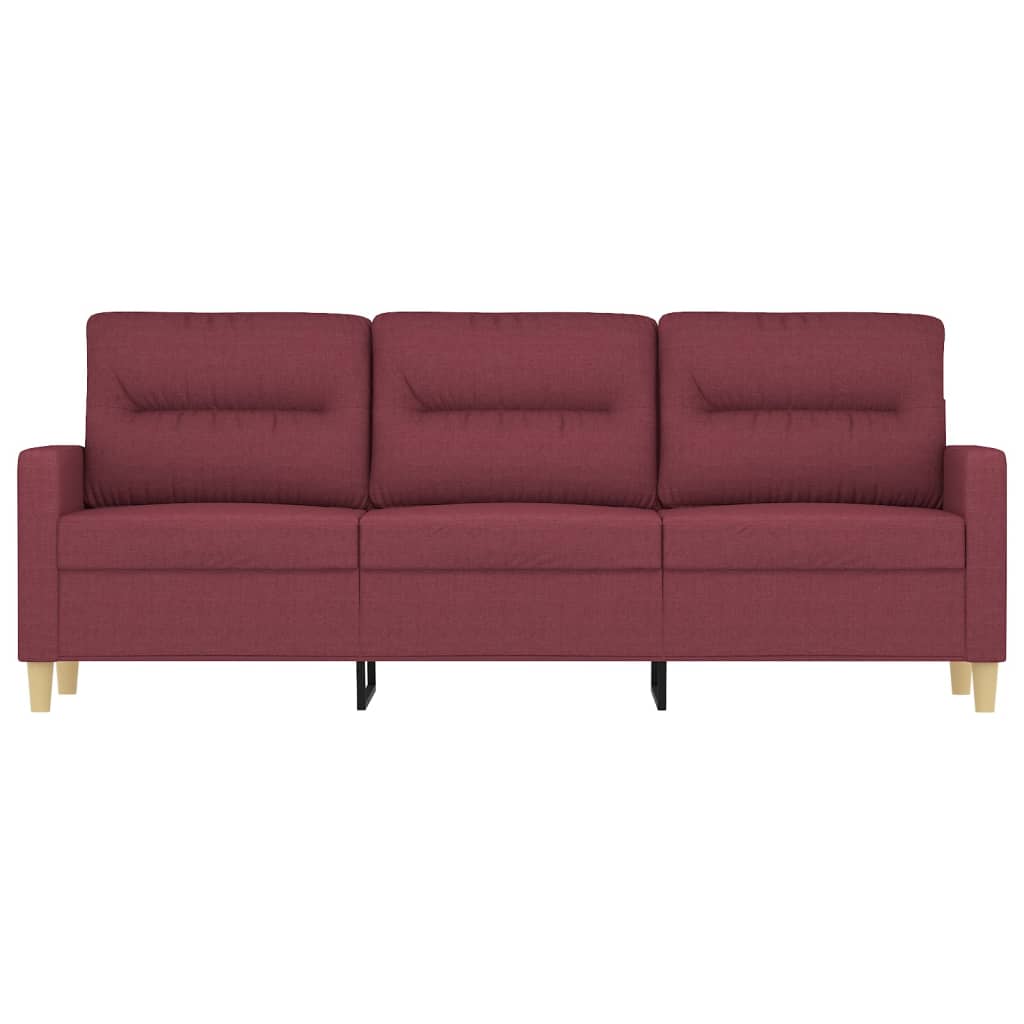 Canapea cu 3 locuri, roșu vin, 180 cm, material textil