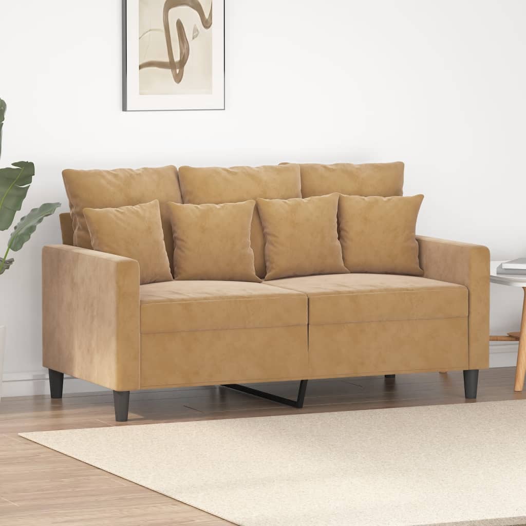 Canapea cu 2 locuri, maro, 120 cm, catifea