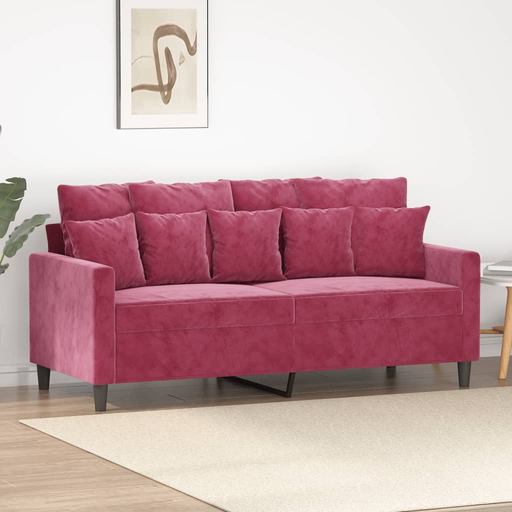 2-seater sofa, wine red, 140 cm, velvet