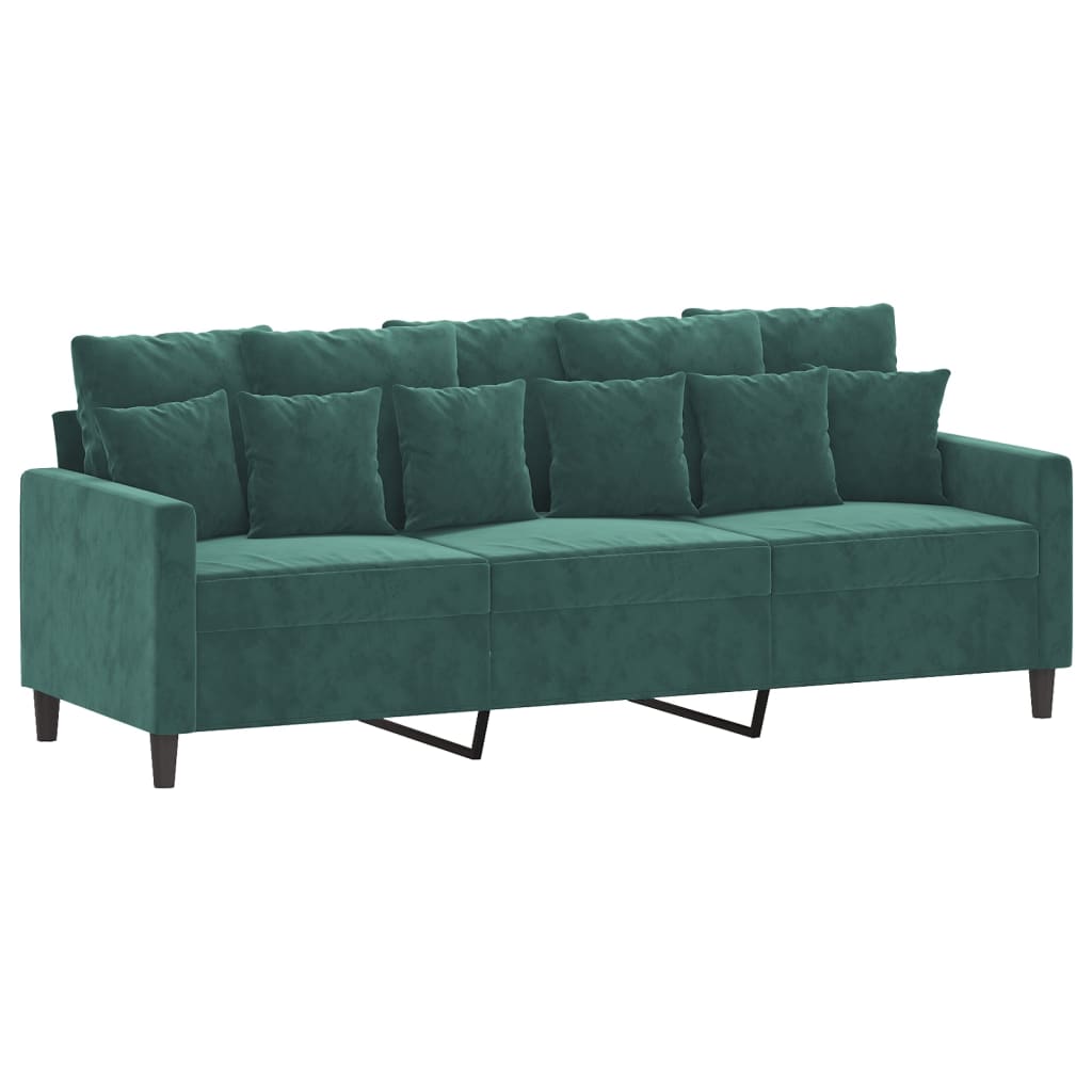 3-seater sofa, dark green, 180 cm, velvet
