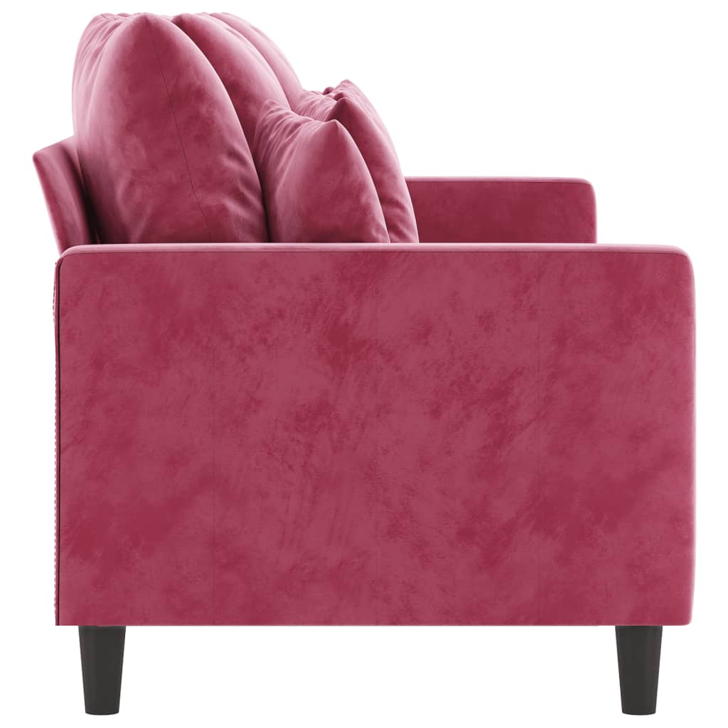 Canapea cu 3 locuri, roșu vin, 180 cm, material catifea