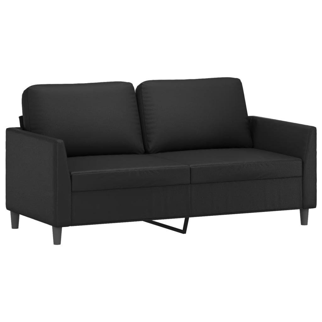 2-seater sofa, black, 140 cm, ecological leather