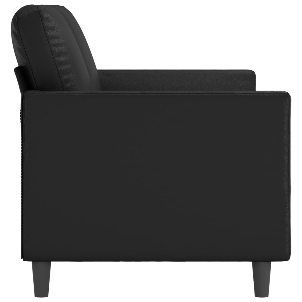 2-seater sofa, black, 140 cm, ecological leather