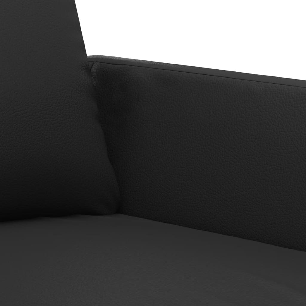 2-seater sofa, black, 140 cm, ecological leather