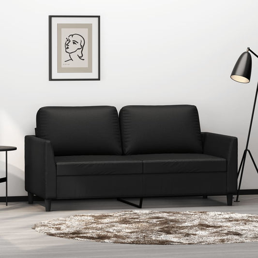 2-seater sofa, black, 140 cm, ecological leather