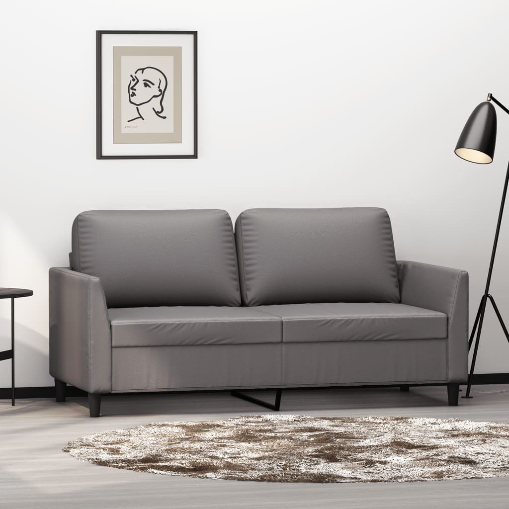 2-seater sofa, gray, 140 cm, ecological leather
