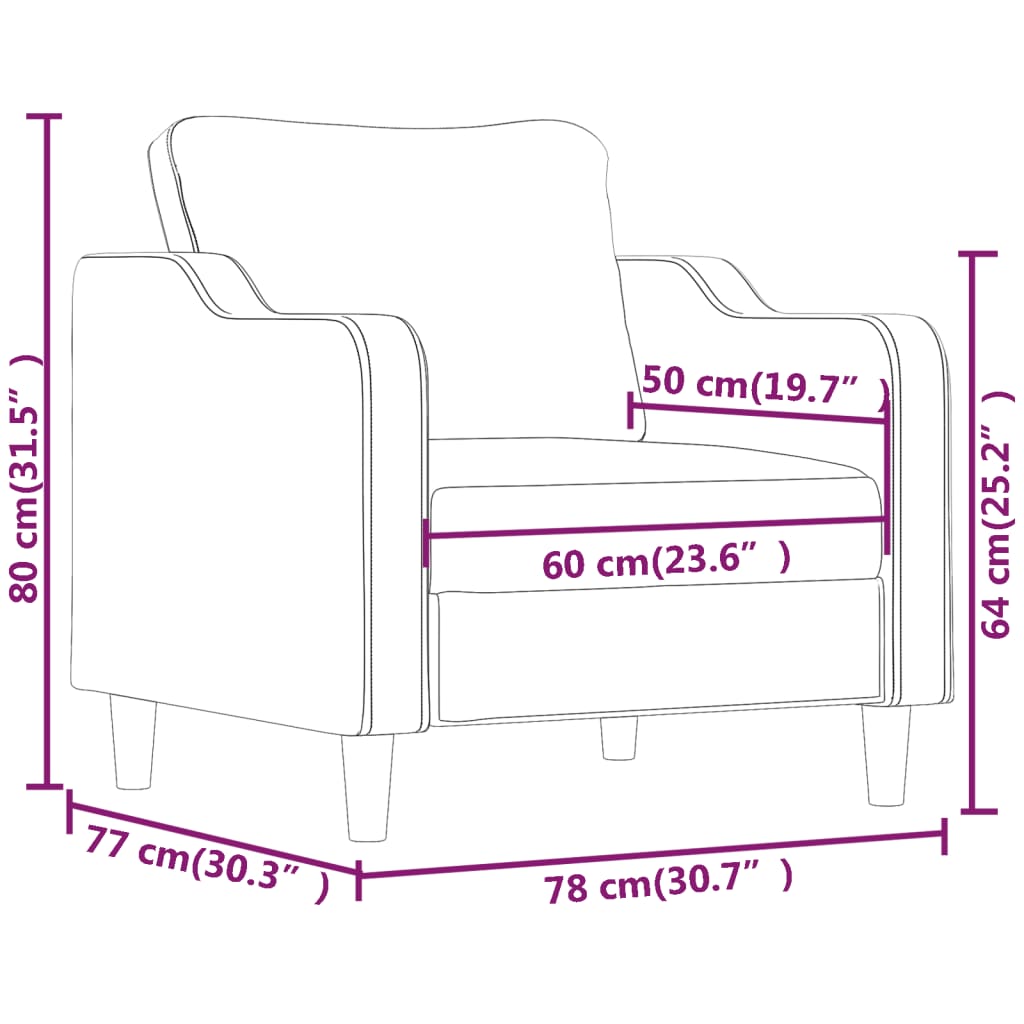 Sofa armchair, cream, 60 cm, textile material