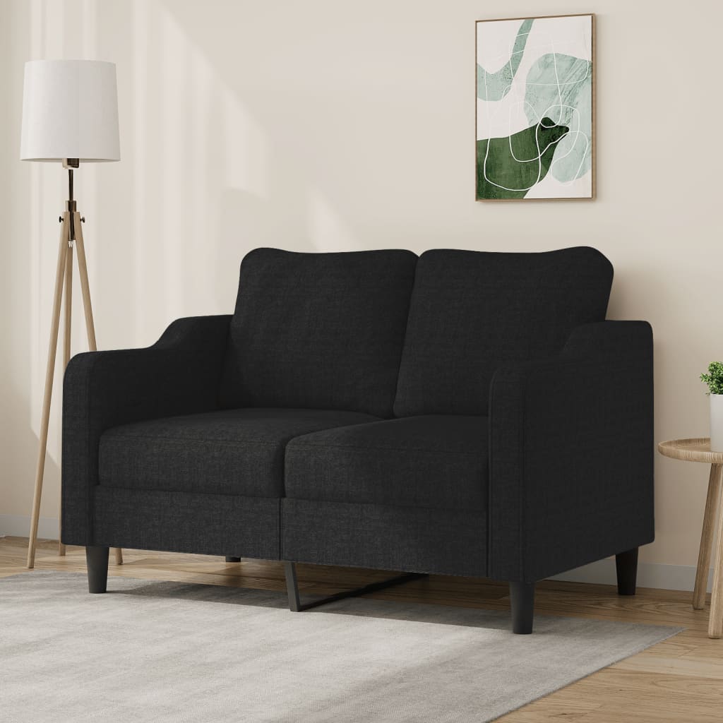 2-seater sofa, black, 120 cm, textile material
