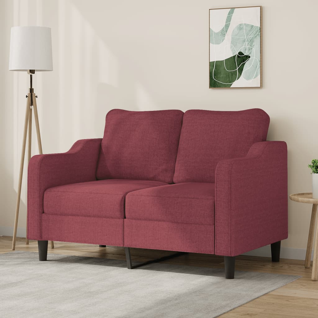 Canapea cu 2 locuri, roșu vin, 120 cm, material textil