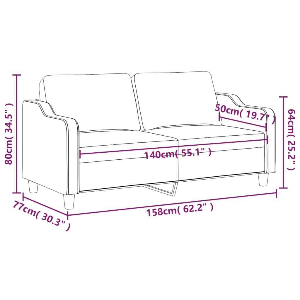2-seater sofa, dark grey, 140 cm, fabric