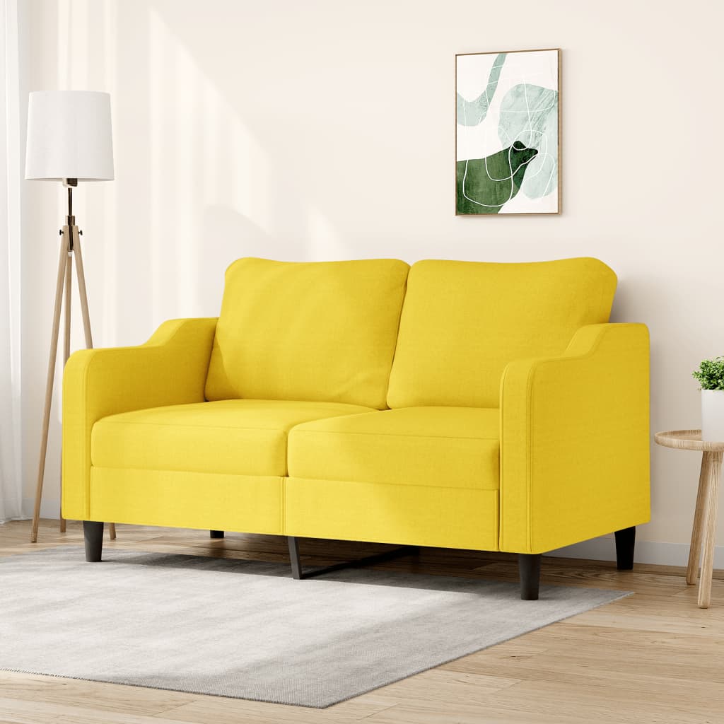 2-seater sofa, light yellow, 140 cm, textile material