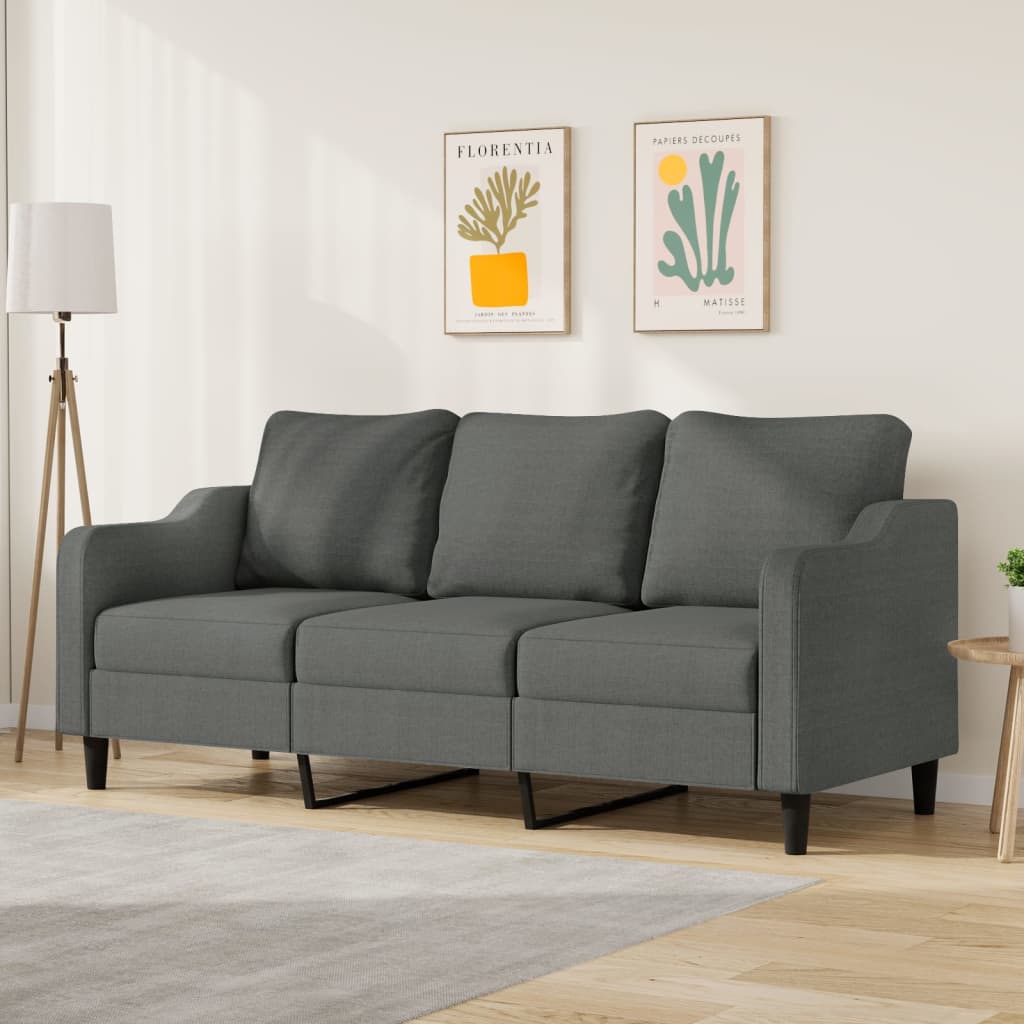3-seater sofa, dark grey, 180 cm, fabric