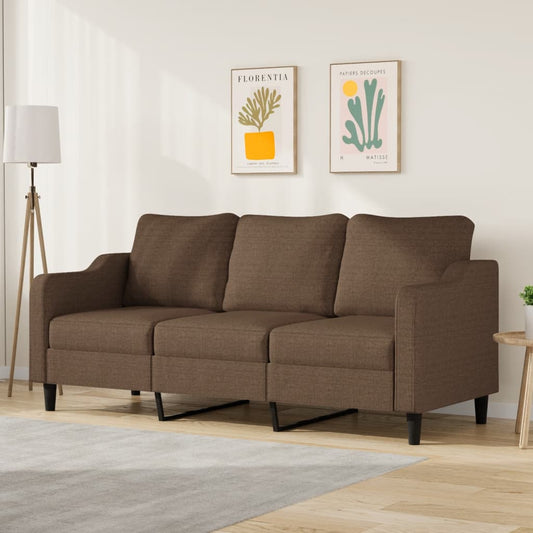 3-seater sofa, brown, 180 cm, textile material