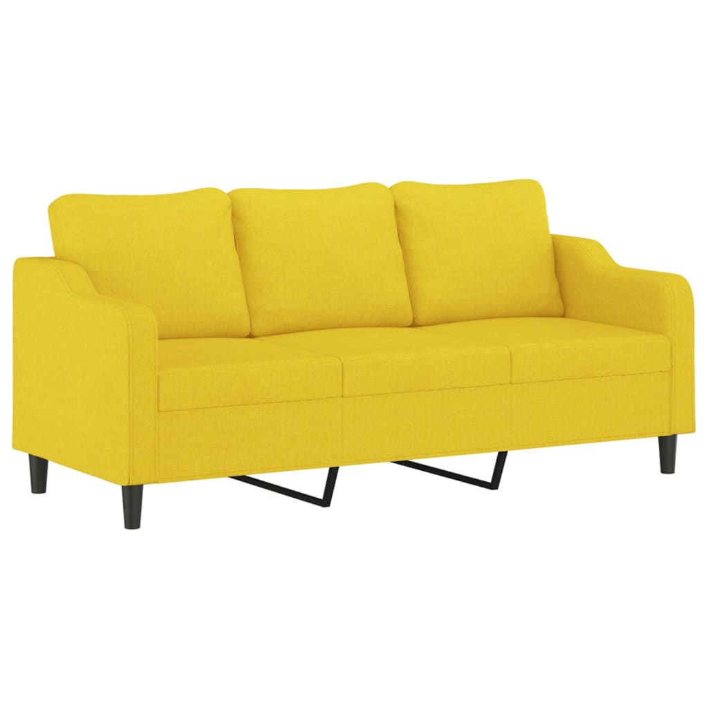 Canapea cu 3 locuri, galben deschis, 180 cm, material textil
