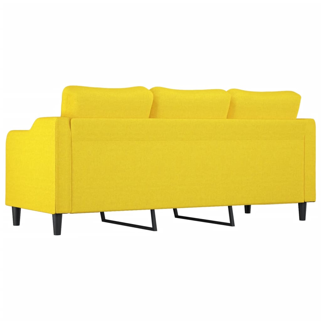 Canapea cu 3 locuri, galben deschis, 180 cm, material textil