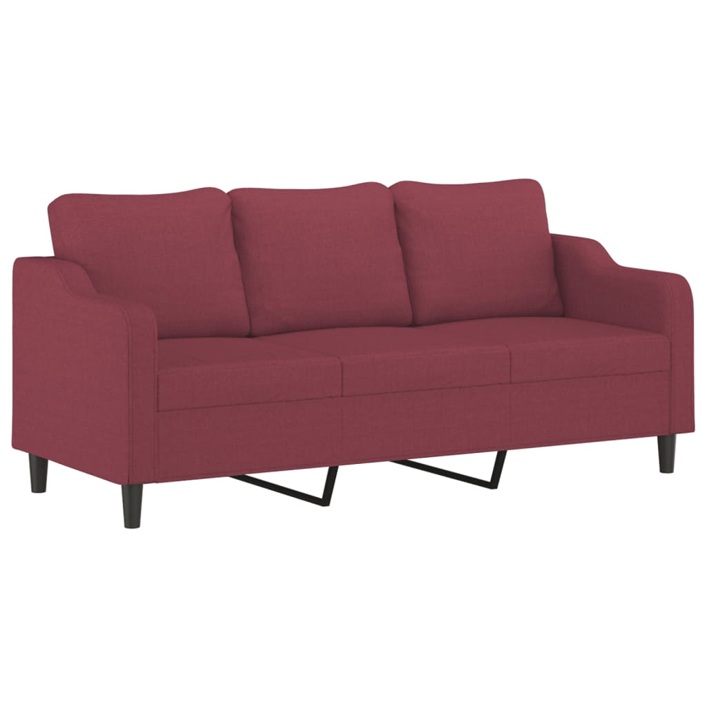 Canapea cu 3 locuri, roșu vin, 180 cm, material textil