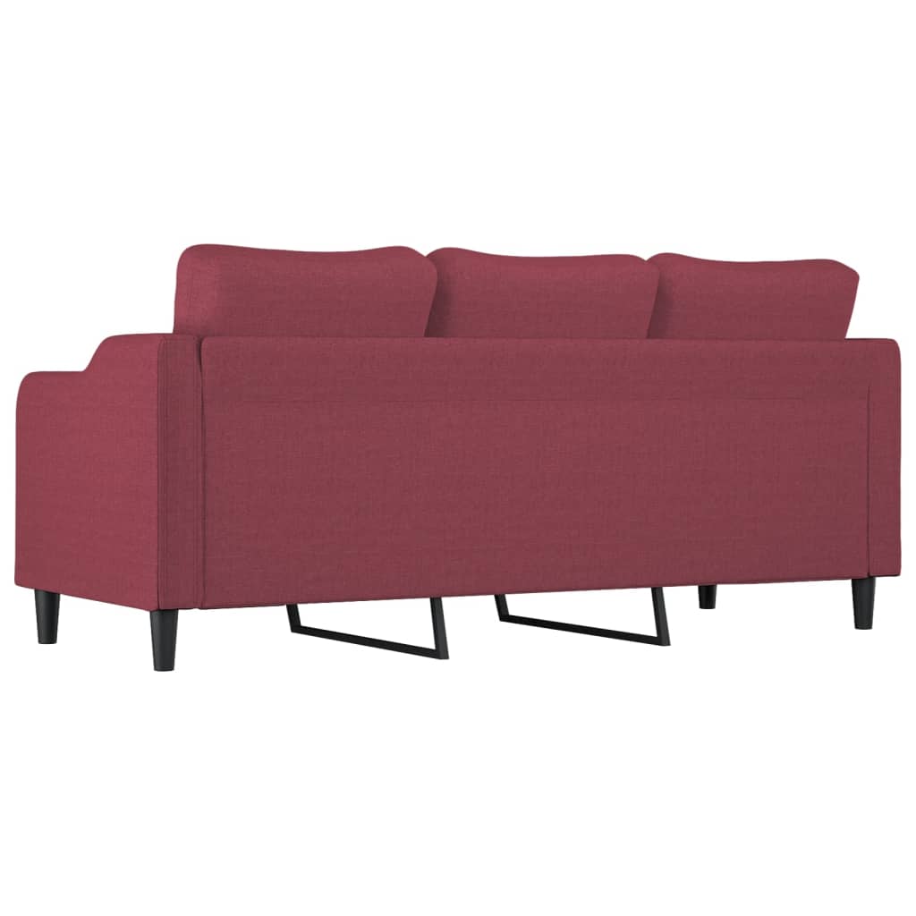 Canapea cu 3 locuri, roșu vin, 180 cm, material textil