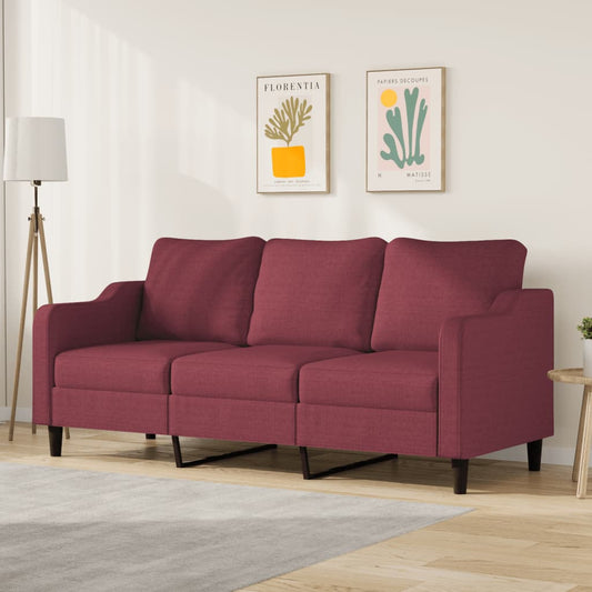 3-seater sofa, wine red, 180 cm, fabric
