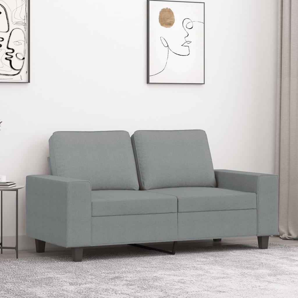 Canapea cu 2 locuri, gri deschis, 120 cm, material textil