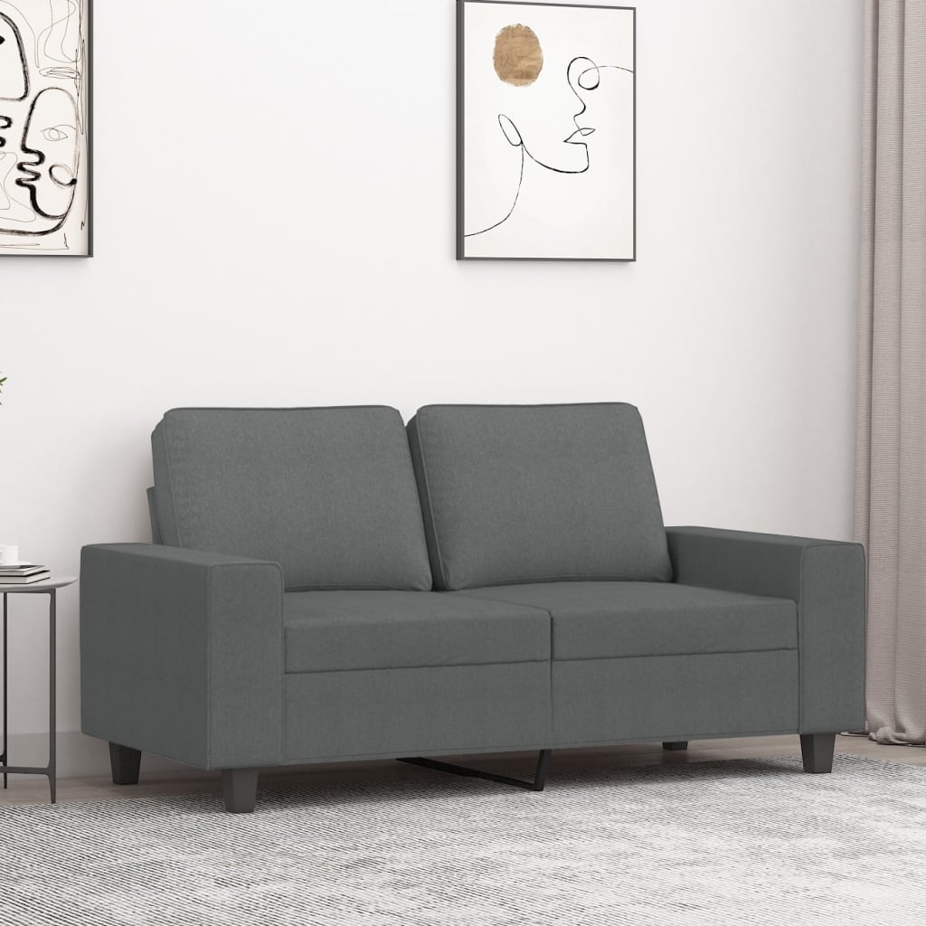 Canapea cu 2 locuri, gri închis, 120 cm, material textil