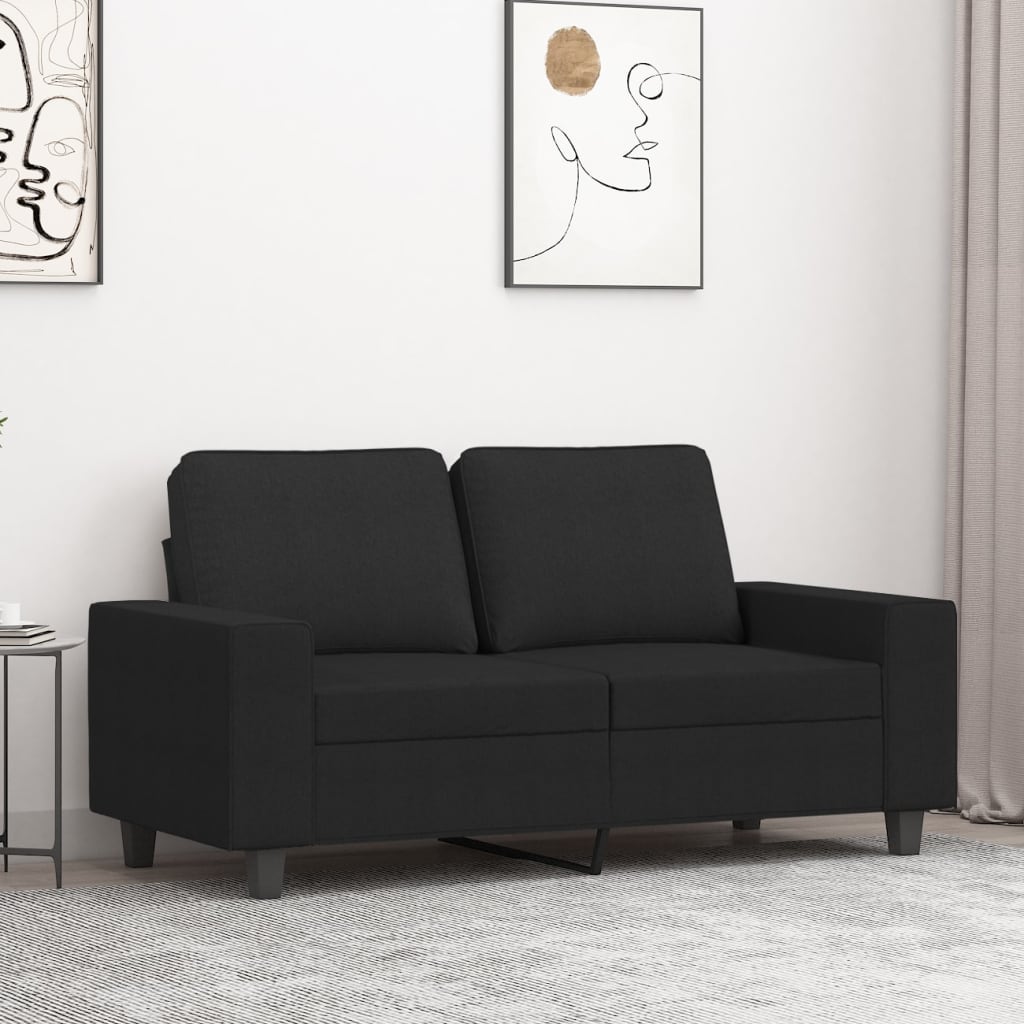 2-seater sofa, black, 120 cm, textile material