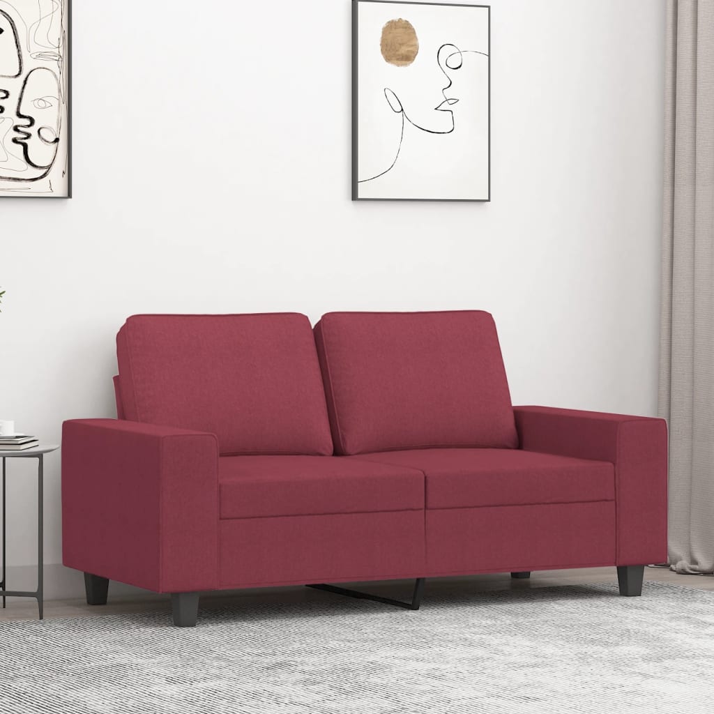Canapea cu 2 locuri, roșu vin, 120 cm, material textil