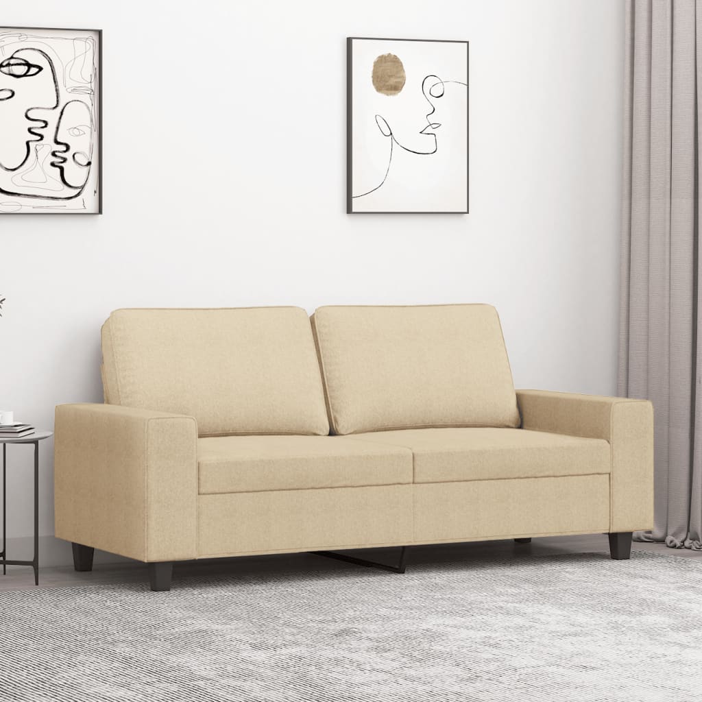 Canapea cu 2 locuri, crem, 140 cm, material textil