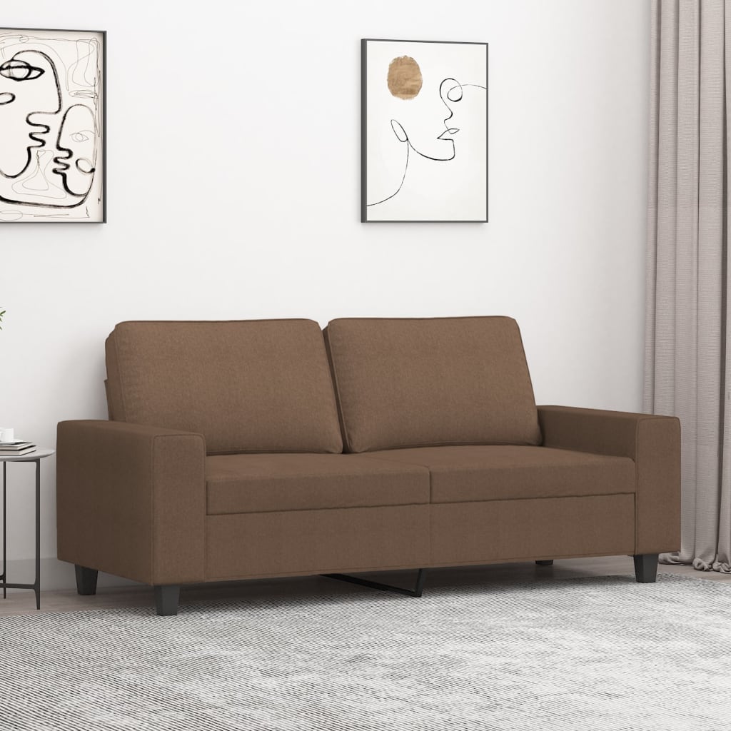 Canapea cu 2 locuri, maro, 140 cm, material textil